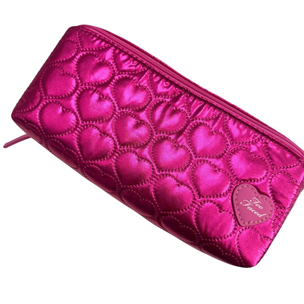 TOO FACED NEW Pink Plush Cosmetics Makeup Bag / Beach Travel Pouch